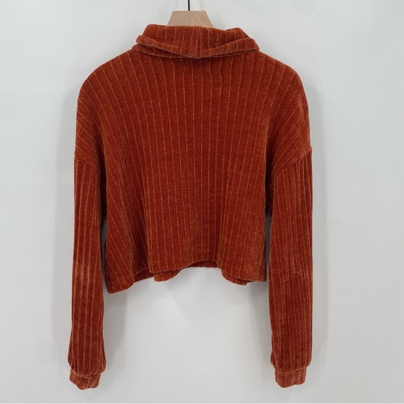 Altar’d State Orange Ribbed Cropped Cowl Neck Sweater Medium - Picture 3 of 8